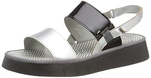 Fly London Damen Cura318fly Sandale, Silber, schwarz, 39 EU von FLY London