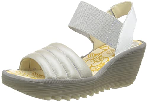 Fly London Damen Yiko414fly Sandale, Silberfarben/Offwhite, 37 EU von FLY London