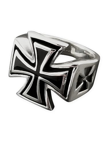 Fly Style Eisernes Kreuz Siegelring aus Edelstahl für Herren - Bundeswehr Herrenring, Ring Grösse:22.0 mm von Fly Style