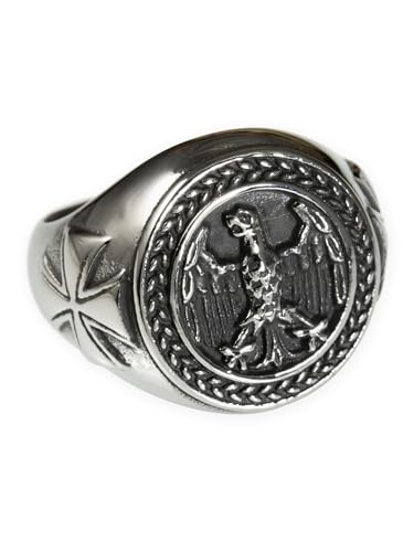 Fly Style Bundeswehr Ring aus Edelstahl - Bundesadler Ring Eisernes Kreuz - Herren Schmuck - Soldaten Ringe, Ring Grösse:22.0 mm von Fly Style