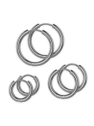 Fly Style 1 Paar Klassische Ohrringe aus Edelstahl - Klapp-Creolen, Durchmesser:19mm von Fly Style