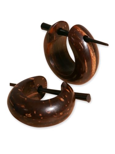 Fly Style Damen Ohrringe Creolen aus Kokosnuss Holz- Kleine Holz Kreolen - Natur Damen Schmuck von Fly Style