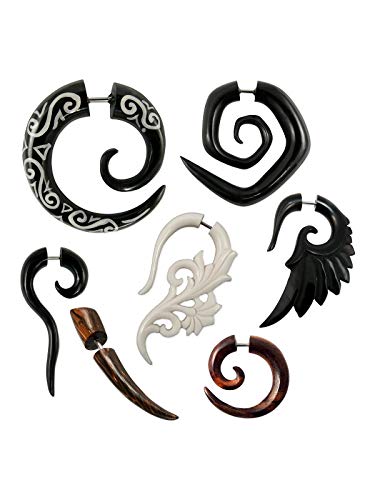 Fly Style 1 Stück Ohrringe Ohrstecker Fake Expander Spirale Ohrdehner Holz, Horn oder Knochen - Natur Schmuck, Modelle:Burning Flame Spiral Fly Style 1 Stück Ohrringe Ohrstecker Fake Expander Spirale Ohrdehner Holz, Horn oder Knochen - Natur Schmuck, Modelle:Burning Flame Spiral von Fly Style