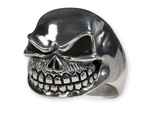 Fly Style 1 Stück Ringe aus Edelstahl - Totenkopf, Alien, Drache, Eisernes Kreuz, Ring Grösse:18.1 mm, Modelle:Biker Skull Fies Grinsend Metal von Fly Style