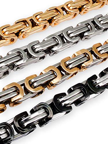 Fly Style 12 mm Königskette oder Armband aus Edelstahl in 4 Farben | 19-100 cm, Farbwahl:Silber/Gold, Längen:25 cm von Fly Style