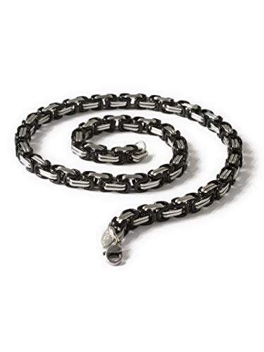 Fly Style 6 mm Starke Vierkant-Königskette oder Königs-Armband aus Edelstahl, Farbwahl:Silber/schwarz, Längen:20 cm von Fly Style