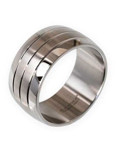 Fly Style Ring aus 316L Edelstahl - Hochwertiger Breiter Bandring für Männer - Schlichte und Stylische Herrenringe - auch für Ihn als Ehering oder Verlobungsring, Ring Grösse:16.2 mm von Fly Style