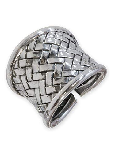Fly Style Breiter Damen Ring aus 925 Sterling Silber - Geflochten Antik Vintage Design - Exklusive Ringe - Frauen Schmuck, Ring Grösse:21.0 mm von Fly Style