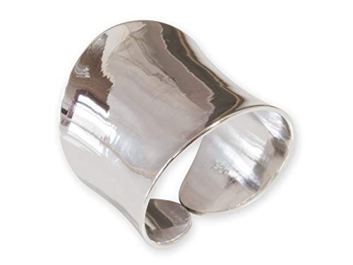 Fly Style Breiter Silberring Damen - Ring Silber 925 Damen offen verstellbar, Statement Ring, Ring Grösse:22.0 mm, Oberfläche:Poliert von Fly Style