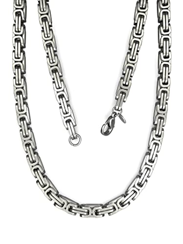 Fly Style Byzantiner Königskette Edelstahl - Halskette Herren silber poliert - 5mm breit, 80cm lang von Fly Style