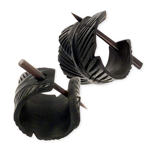 Fly Style Damen Feder Ohrringe Creolen aus Horn - Natur Damen Schmuck, Materialwahl:Horn von Fly Style