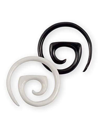Fly Style Damen Dehn-Spirale Ohrringe Horn & Knochen 2-10mm Creolen, Grösse:10 mm, Farbwahl:schwarz von Fly Style