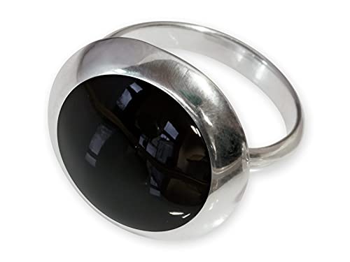 Fly Style Ring Silber 925 Damen, offener Ring größenverstellbar, 925 Silber Ring mit Muschel oder Stein Inlays, Farbwahl:schwarz von Fly Style