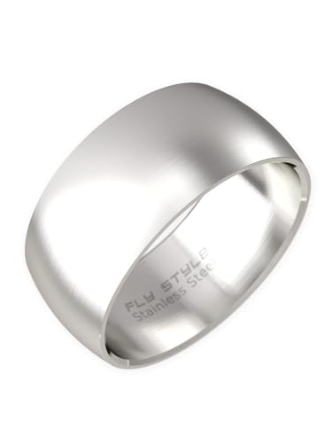 Fly Style Breiter Edelstahl Bandring - Herren Damen Daumenring - Hochwertiger Verlobungs- und Ehering, Ring Grösse:16.2 mm, Oberfläche:12mm Matt von Fly Style