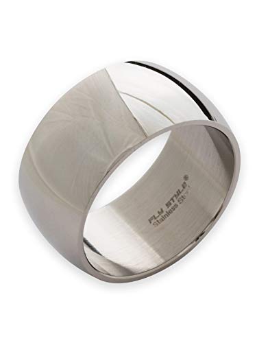 Fly Style Breite Bandringe Edelstahl Ring - Ringe für Herren - poliert oder gebürstet, Ring Grösse:16.2 mm, Oberfläche:12mm Poliert von Fly Style