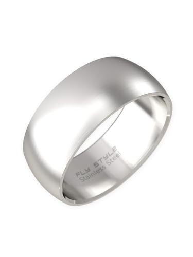 Fly Style Breiter Edelstahl Bandring - Herren Damen Daumenring - Hochwertiger Verlobungs- und Ehering, Ring Grösse:17.2 mm, Oberfläche:10mm Matt von Fly Style