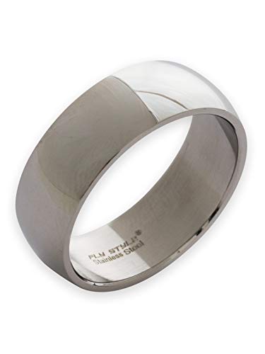 Fly Style Breite Bandringe Edelstahl Ring - Ringe für Herren - poliert oder gebürstet, Ring Grösse:17.2 mm, Oberfläche:8mm Poliert von Fly Style