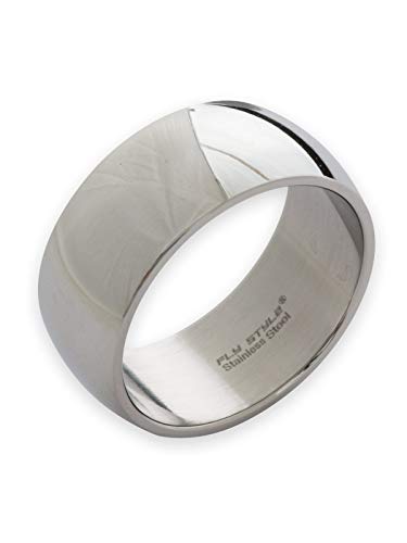 Fly Style Breite Bandringe Edelstahl Ring - Ringe für Herren - poliert oder gebürstet, Ring Grösse:19.1 mm, Oberfläche:10mm Poliert von Fly Style