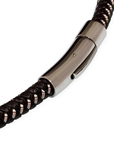 Fly Style Halskette Armband aus Kunstleder schwarz geflochten mit Verschluss aus Edelstahl - Herren Kette, Längen:ca. 55.0 cm, Stärke:6 mm von Fly Style