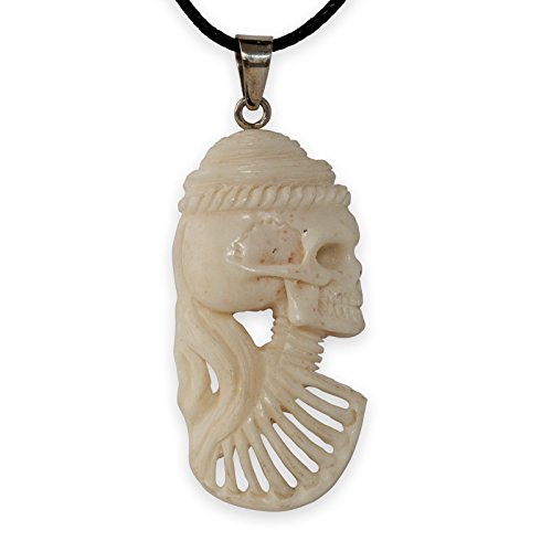 Fly Style Damen Knochen-Anhänger Skull Ketten-Anhänger Lady Cameo Weiß bpd038 von Fly Style