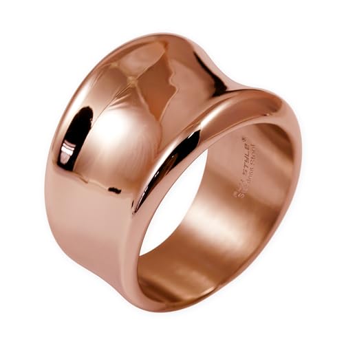 Fly Style Damenring aus Edelstahl | Fingerring konkav | 17 mm breit | Rosegold poliert, Ring Grösse:16.2 mm von Fly Style