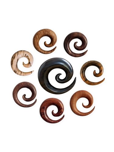 Fly Style Dehnspirale Expander Ohr Piercing aus verschiedene Holzarten, Grösse:10 mm (Paar), Modelle:Modell M von Fly Style