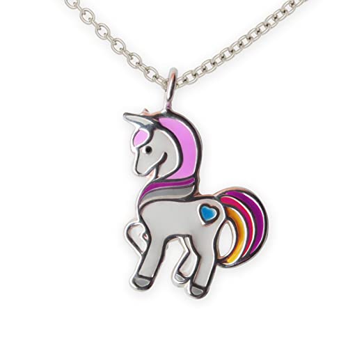 Fly Style Einhorn Anhänger für Kinder/Mädchen/Damen mit Kette Silber/Kinderschmuck Mädchen - Halskettchen im Samtsäckchen von Fly Style