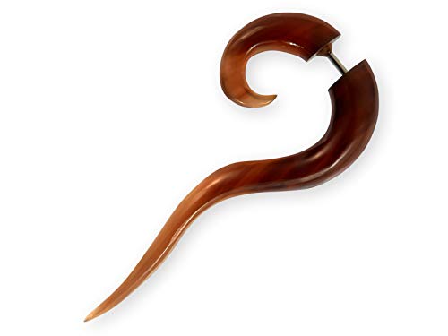 Fly Style 1 Stück Fake Spirale Piercing Expander - Ohrring aus Horn oder Knochen mit Schraubverschluss, Materialart:Horn (braun) von Fly Style