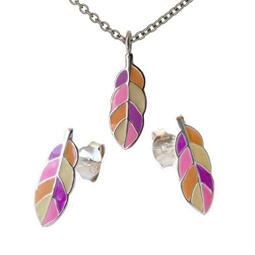 Fly Style Feder Ohrstecker für Kinder/Mädchen/Damen mit Kette Silber/Kinderschmuck Mädchen - Ohrstecker und Halskettchen von Fly Style