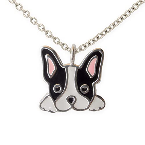 Fly Style Französische Bulldogge Anhänger für Kinder/Mädchen/Damen mit Kette Silber/Kinderschmuck Mädchen - Halskettchen im Samtsäckchen von Fly Style