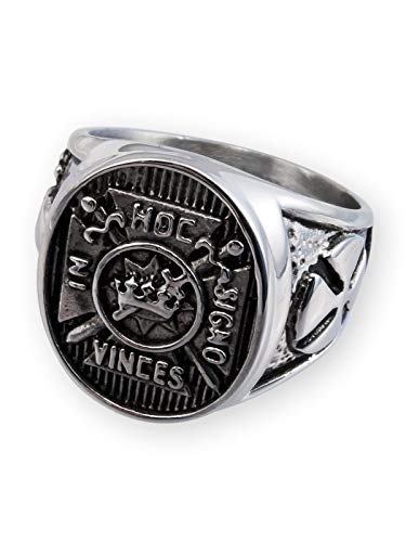 Fly Style Freimaurer/Templer Siegel-Ring für Herren aus Edelstahl, Ring Grösse:20.0 mm von Fly Style