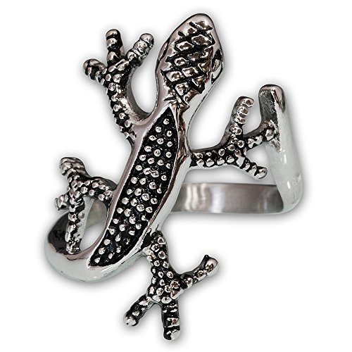 Fly Style Gecko Eidechse Ring aus 316L Edelstahl - Salamander Ring Schmuck, Ring Grösse:18.1 mm von Fly Style