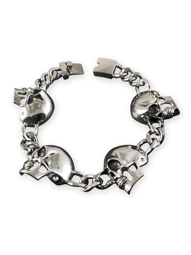 Fly Style Herren Edelstahl Totenkopf Armband - Gothic Schmuck - Skull Panzerarmband, Längen:ca. 21.0 cm von Fly Style