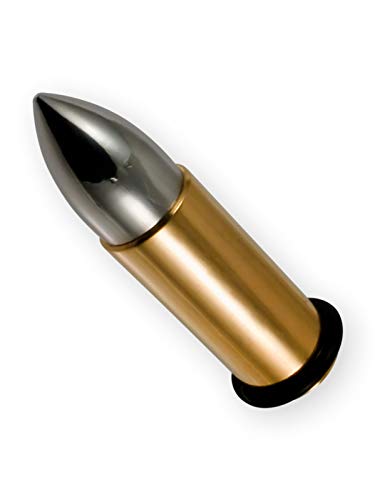 Fly Style Herren Ohr-Plug Patronen-Kugel verschließbar (3-8mm) Edelstahl Flesh-Tunnel Silber-Gold pgst003, Grösse:5 mm von Fly Style