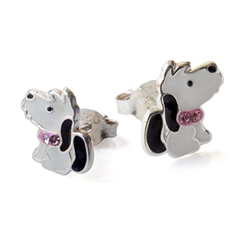 Fly Style Hund Schmuckset Silber 925 für Kinder - Mädchen Ohrringe/Damen - Ohrstecker im Samtsäckchen von Fly Style