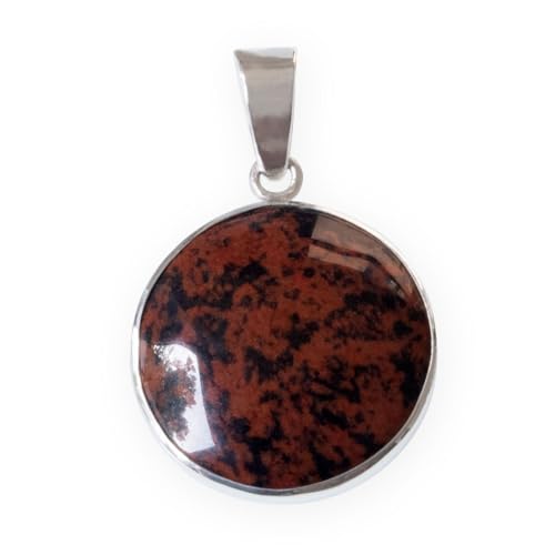 Fly Style Ketten Anhänger Silber Edelstein Amethyst Jade Tigerauge Obsidian Amulett - Silberschmuck Heilsteine, Materialart:Mahagoni-Obsidian von Fly Style