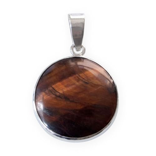 Fly Style Ketten Anhänger Silber Edelstein Amethyst Jade Tigerauge Obsidian Amulett - Silberschmuck Heilsteine, Materialart:rotes Tigerauge von Fly Style