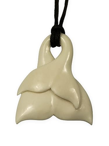 Fly Style Kettenanhänger aus Knochen - Anhänger Kette Walflosse Fluke Motiv - Surfer Kette für Frauen und Männer von Fly Style