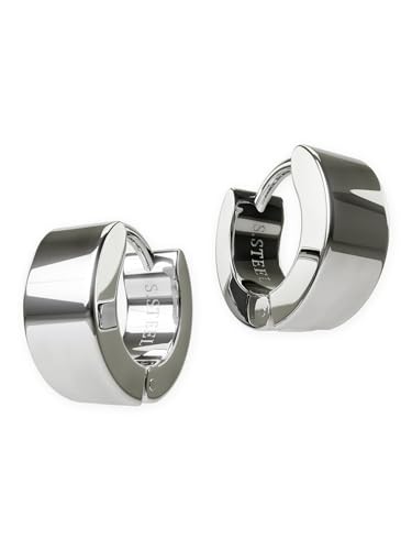 Fly Style Klappcreolen Edelstahl - Silber Hochglanz Poliert Creolen - Ohrringe Chirurgenstahl, Durchmesser:10 mm, Breite:4 mm von Fly Style