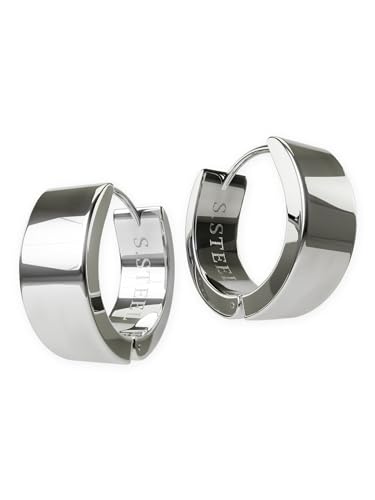 Fly Style Klappcreolen Edelstahl - Silber Hochglanz Poliert Creolen - Ohrringe Chirurgenstahl, Durchmesser:20 mm, Breite:7 mm von Fly Style