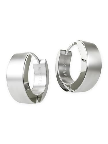 Fly Style Klappcreolen Edelstahl - Silber Matt Gebürstet Creolen - Ohrringe Chirurgenstahl, Durchmesser:16 mm, Breite:5 mm von Fly Style