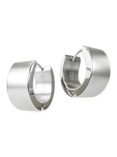 Fly Style Klappcreolen Edelstahl - Silber Matt Gebürstet Creolen - Ohrringe Chirurgenstahl, Durchmesser:16 mm, Breite:7 mm von Fly Style