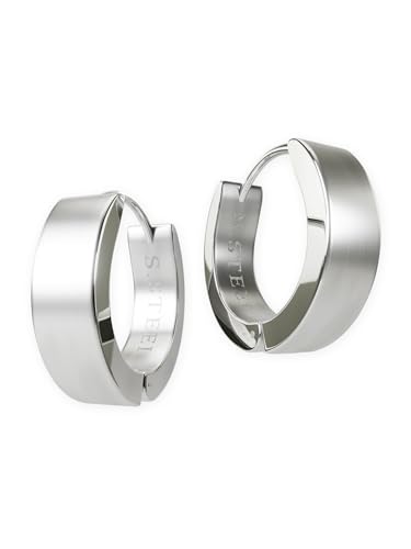 Fly Style Klappcreolen Edelstahl - Silber Matt Gebürstet Creolen - Ohrringe Chirurgenstahl, Durchmesser:18 mm, Breite:5 mm von Fly Style