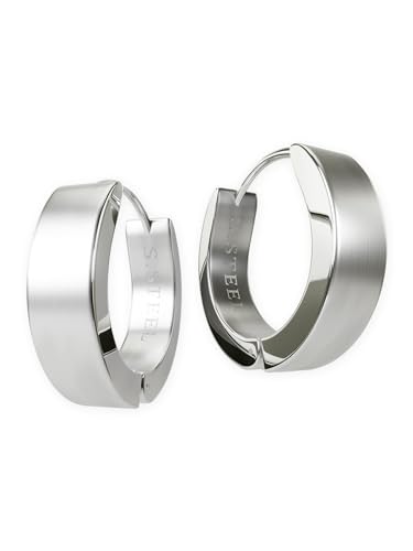 Fly Style Klappcreolen Edelstahl - Silber Matt Gebürstet Creolen - Ohrringe Chirurgenstahl, Durchmesser:20 mm, Breite:5 mm von Fly Style