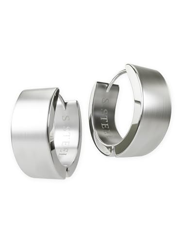 Fly Style Klappcreolen Edelstahl - Silber Matt Gebürstet Creolen - Ohrringe Chirurgenstahl, Durchmesser:20 mm, Breite:7 mm von Fly Style