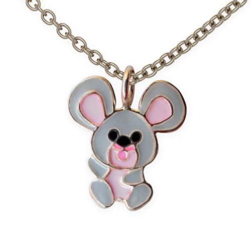 Fly Style Maus Anhänger für Kinder/Mädchen/Damen mit Kette Silber/Kinderschmuck Mädchen - Halskettchen im Samtsäckchen von Fly Style
