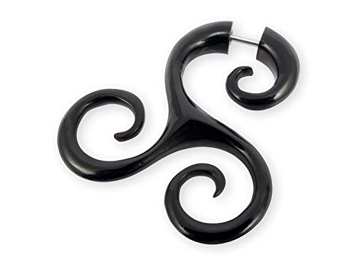 Fly Style Ohrringe Ohrhänger Fake Spirale aus Horn oder Knochen - Natur Damen Schmuck, Farbwahl:schwarz (Paar) von Fly Style
