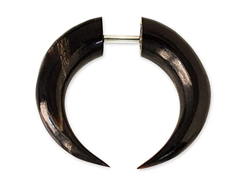 Fly Style Ohrringe Ohrstecker Fake Ohrdehner Expander Plug aus Horn oder Knochen mit Schraubverschluss - Natur Damen Schmuck, Farbwahl:schwarz von Fly Style