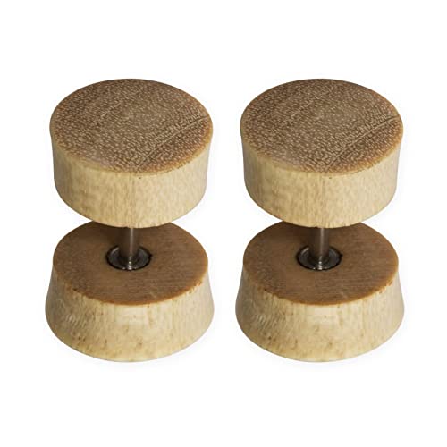 Fly Style Ohrringe Ohrstecker Fake Plug aus Holz, Horn oder Knochen - Natur Damen Schmuck, Modelle:Modell H (Paar) von Fly Style