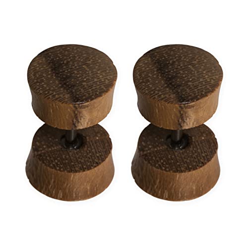 Fly Style Ohrringe Ohrstecker Fake Plug aus Holz, Horn oder Knochen - Natur Damen Schmuck, Modelle:Modell N (Paar) von Fly Style